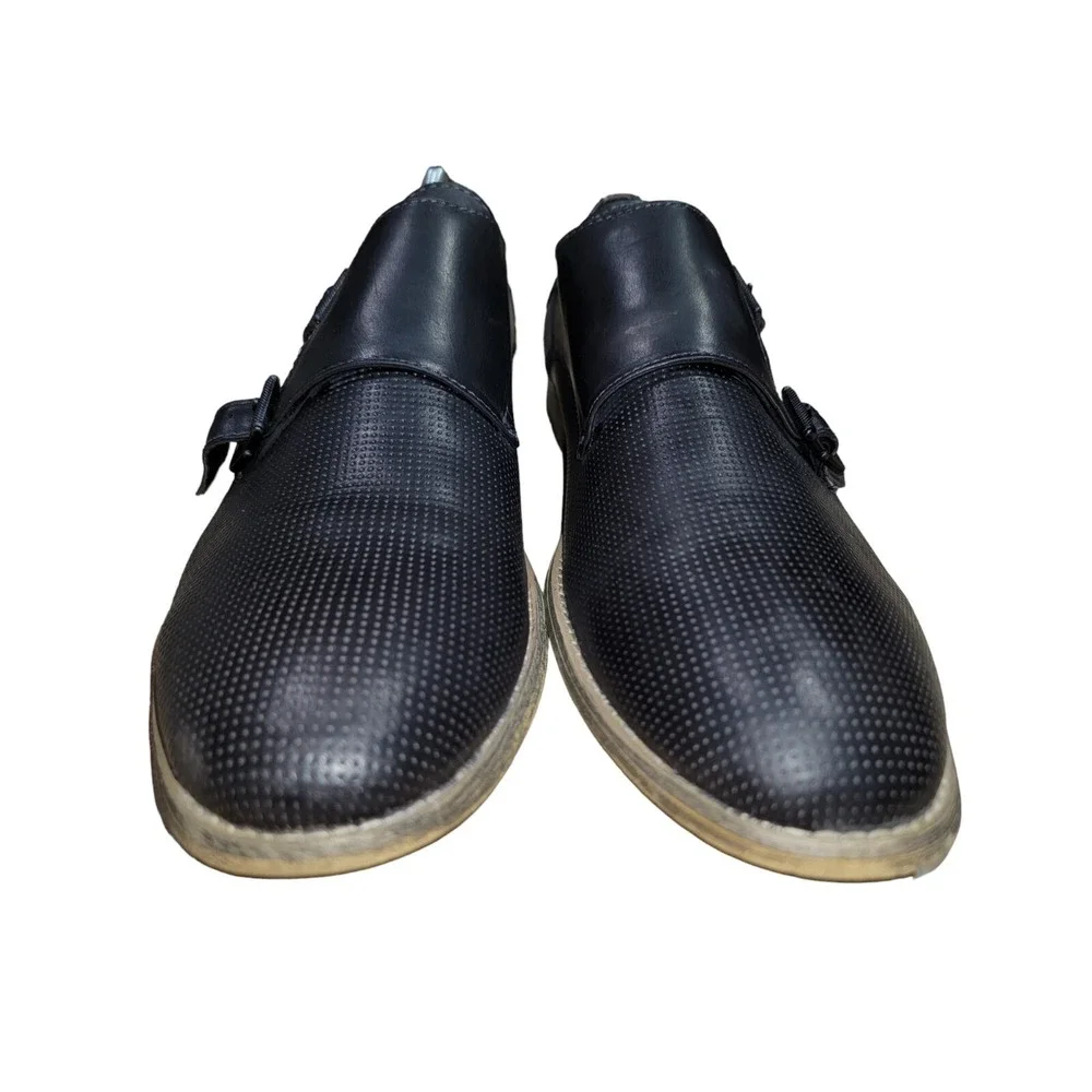 Kenneth‎ Cole Reaction Pin Ball Leather Black Double Monk Strap Shoes Size 10 M